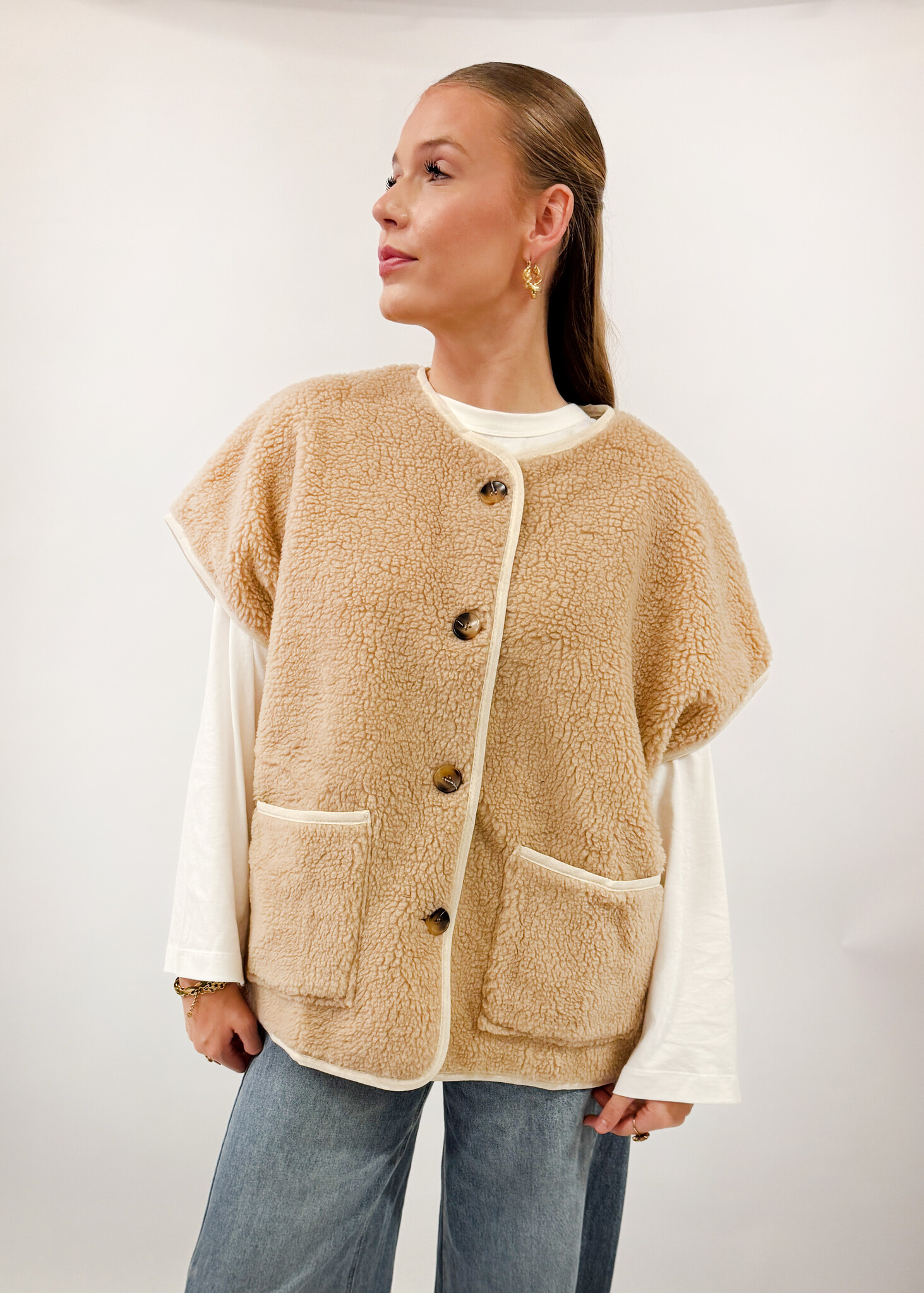 Elsa Teddy Gilet Beige TU