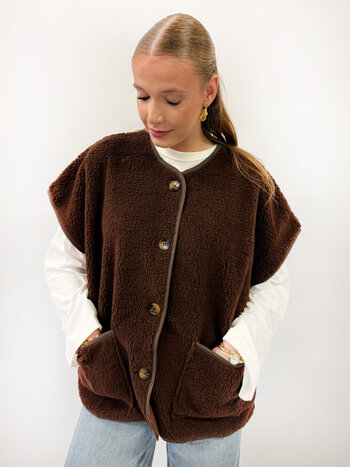 Elsa Teddy Gilet Brown TU