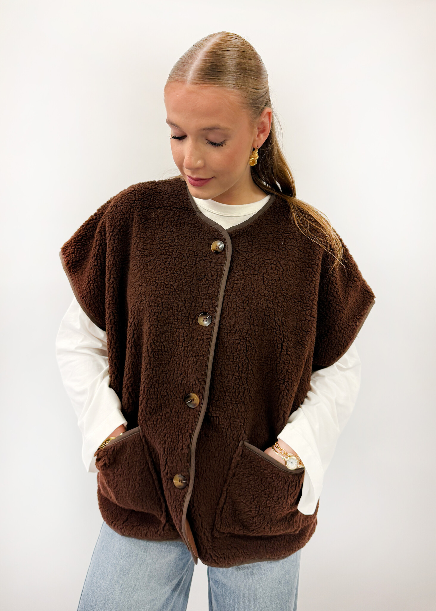 Elsa Teddy Gilet Brown TU