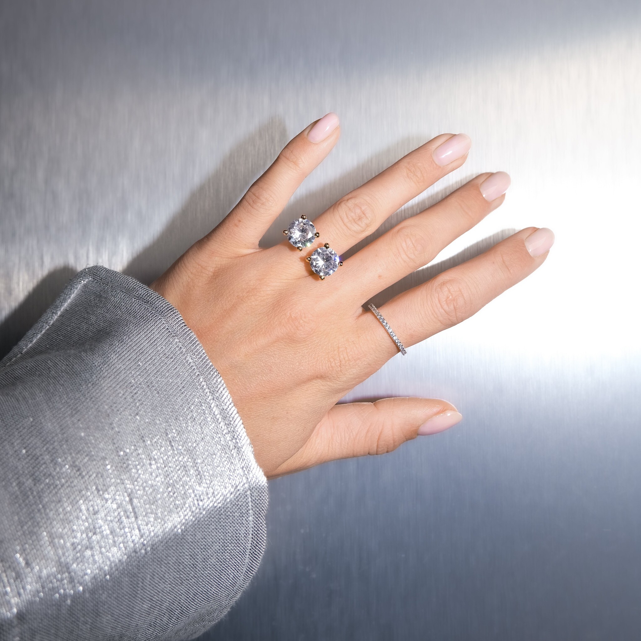 BILLION AVENUE Copy of Double Diamond Ring Silver