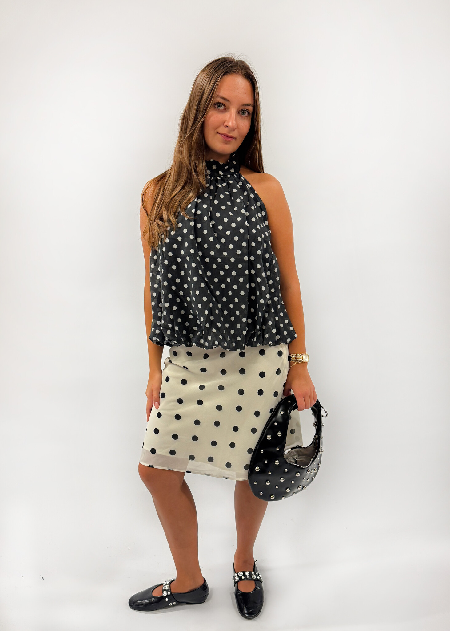 MM Lia Top Polka Dot Grey White