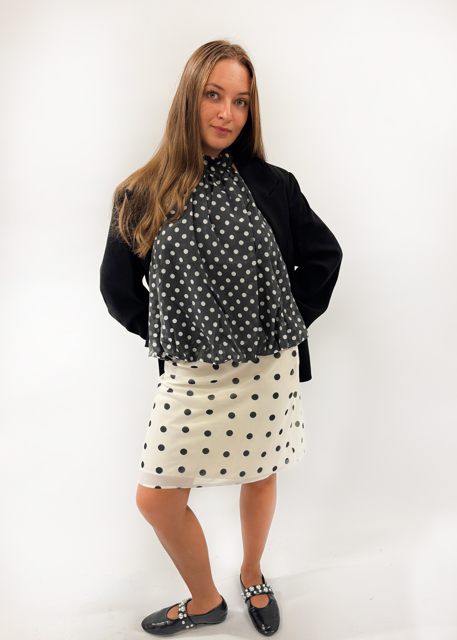 MM Lia Top Polka Dot Grey White