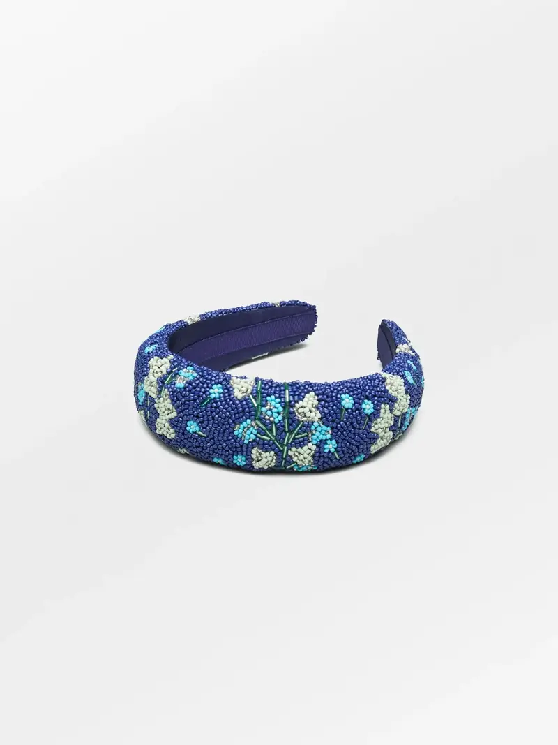 BECK SONDERGAARD Saga Wide Beaded Hairbrace Blue