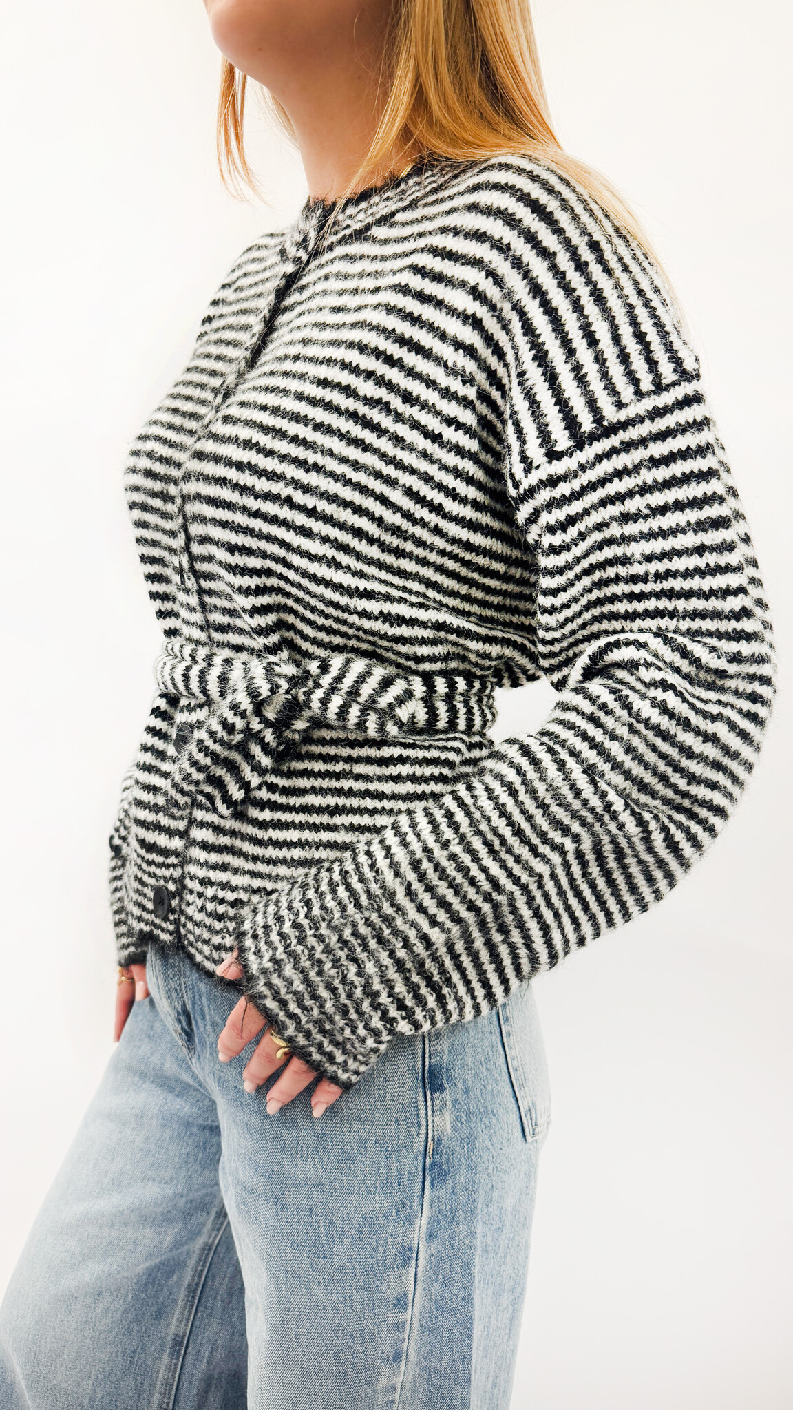 MM Chloe Cardigan and Scarf Black White