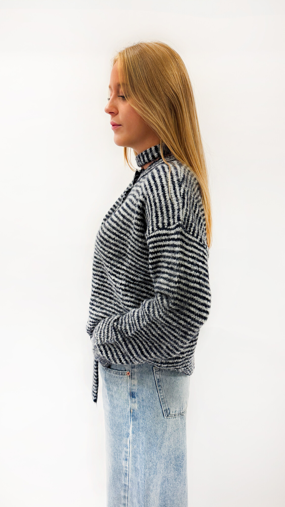 MM Chloe Cardigan and Scarf Blue Grey