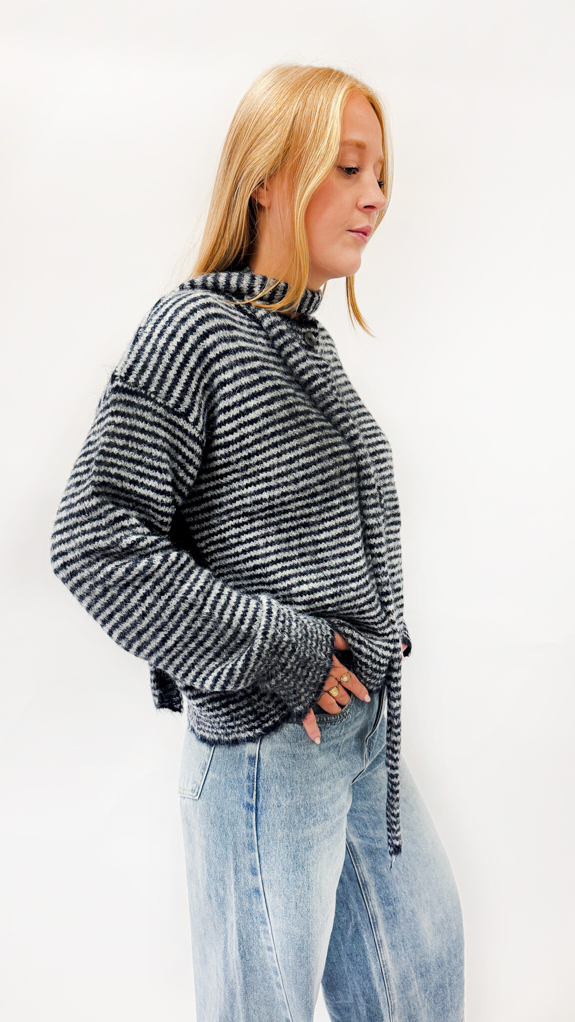 MM Chloe Cardigan and Scarf Blue Grey