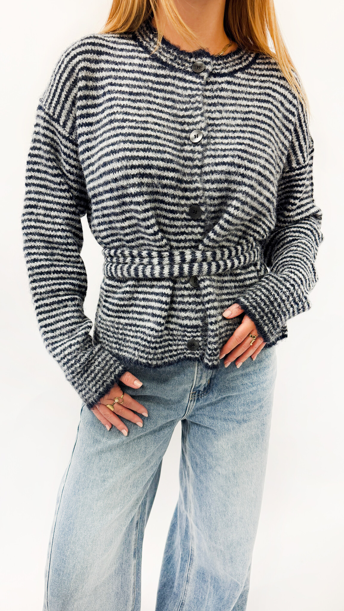 MM Chloe Cardigan and Scarf Blue Grey