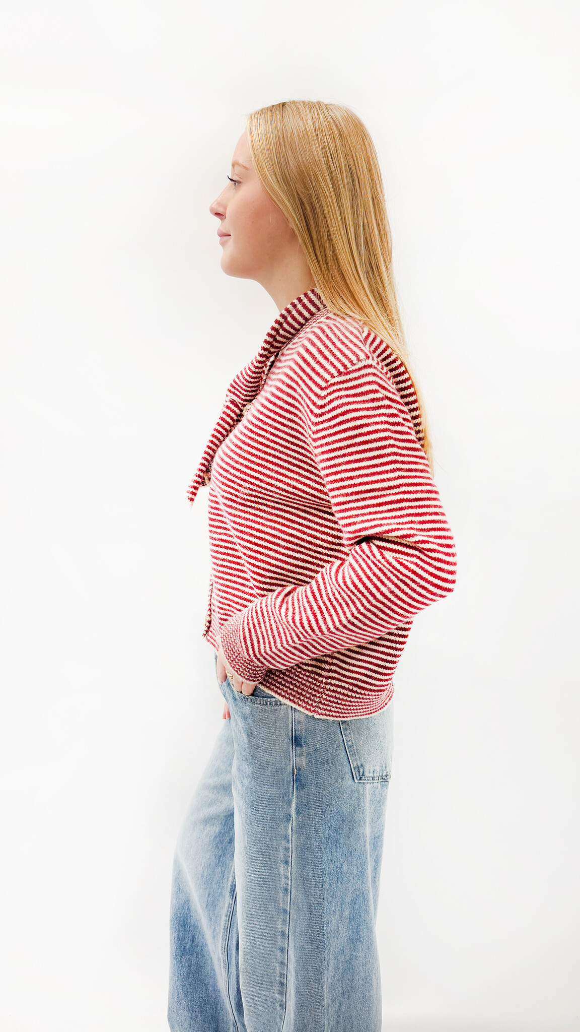 MM Zowe Cardigan Red Stripes Scarf