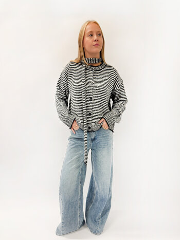 MM Chloe Cardigan and Scarf Black White