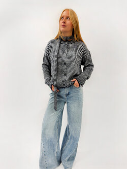 MM Chloe Cardigan and Scarf Blue Grey