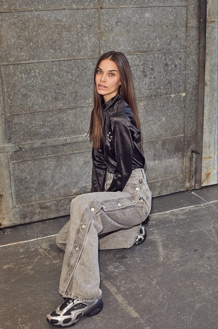 L'AMITIE Side Panel Button Jeans
