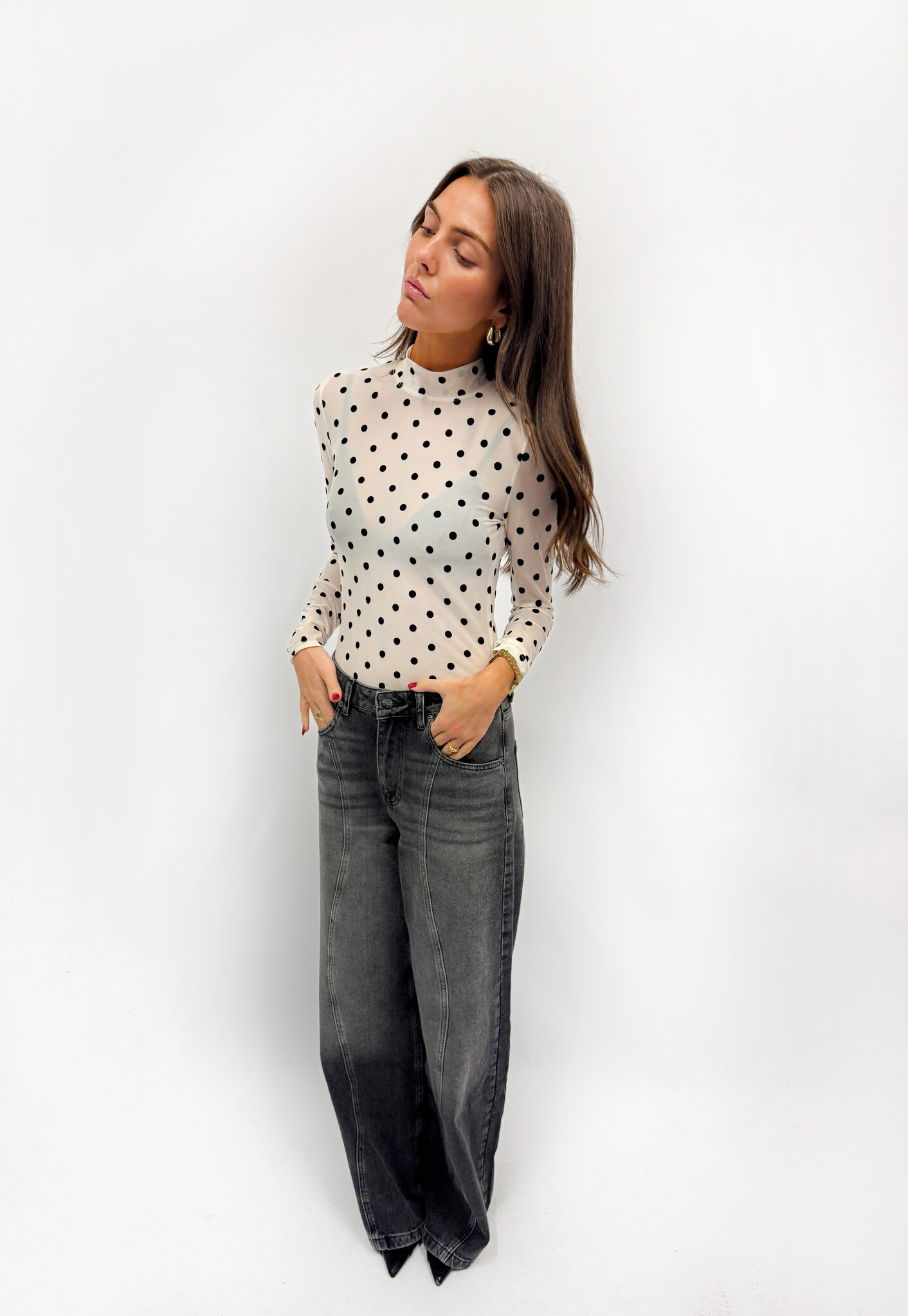 MM Livia Polka Dot Mesh Top
