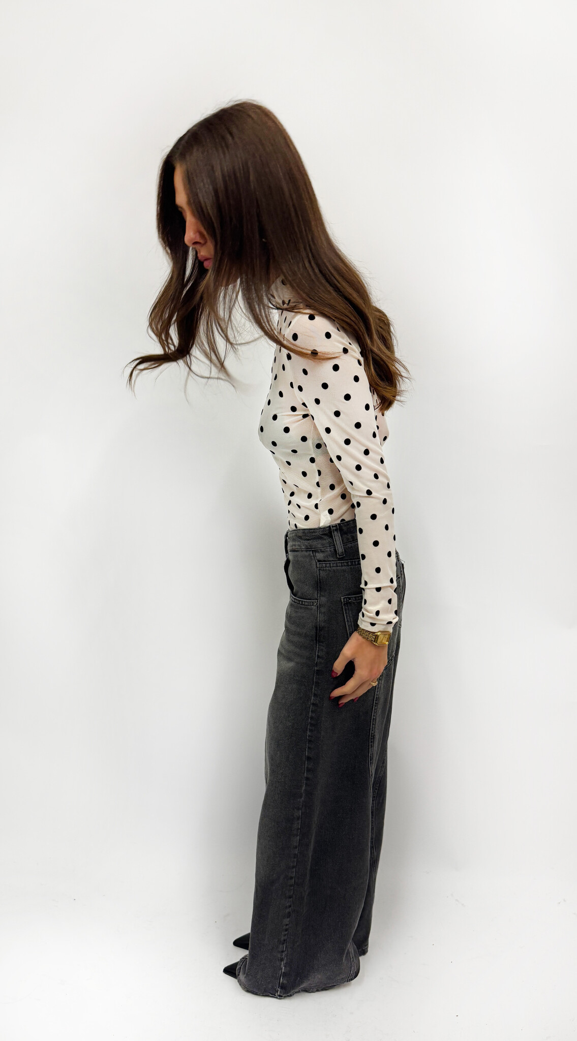MM Livia Polka Dot Mesh Top