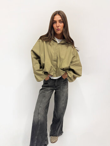 MM Lola Blouse Beige Green Butterfly TU