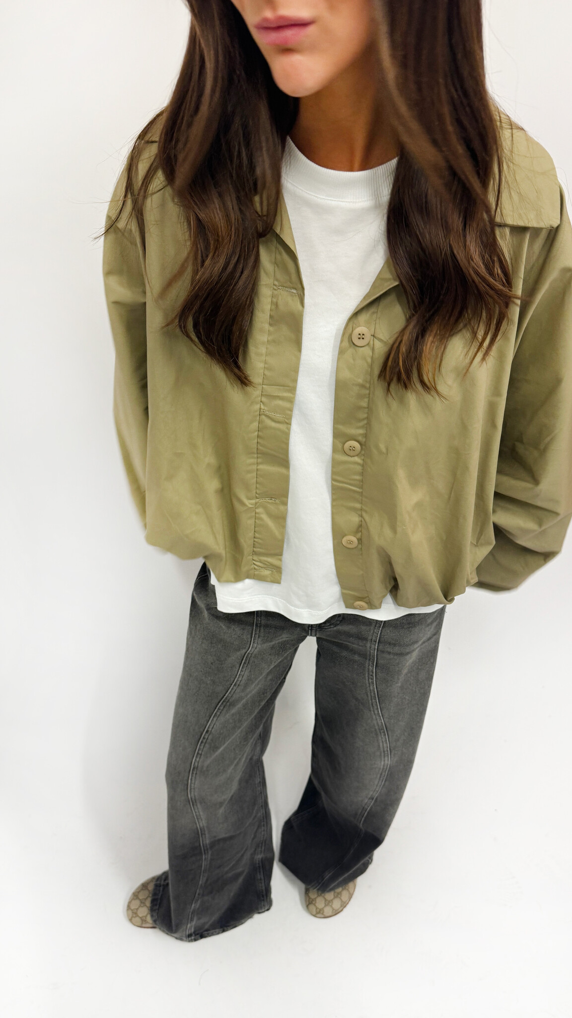 MM Lola Blouse Beige Green Butterfly TU