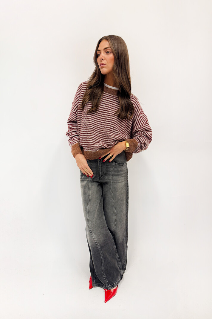 MM Lennie Sweater Stripes TU Burgundy