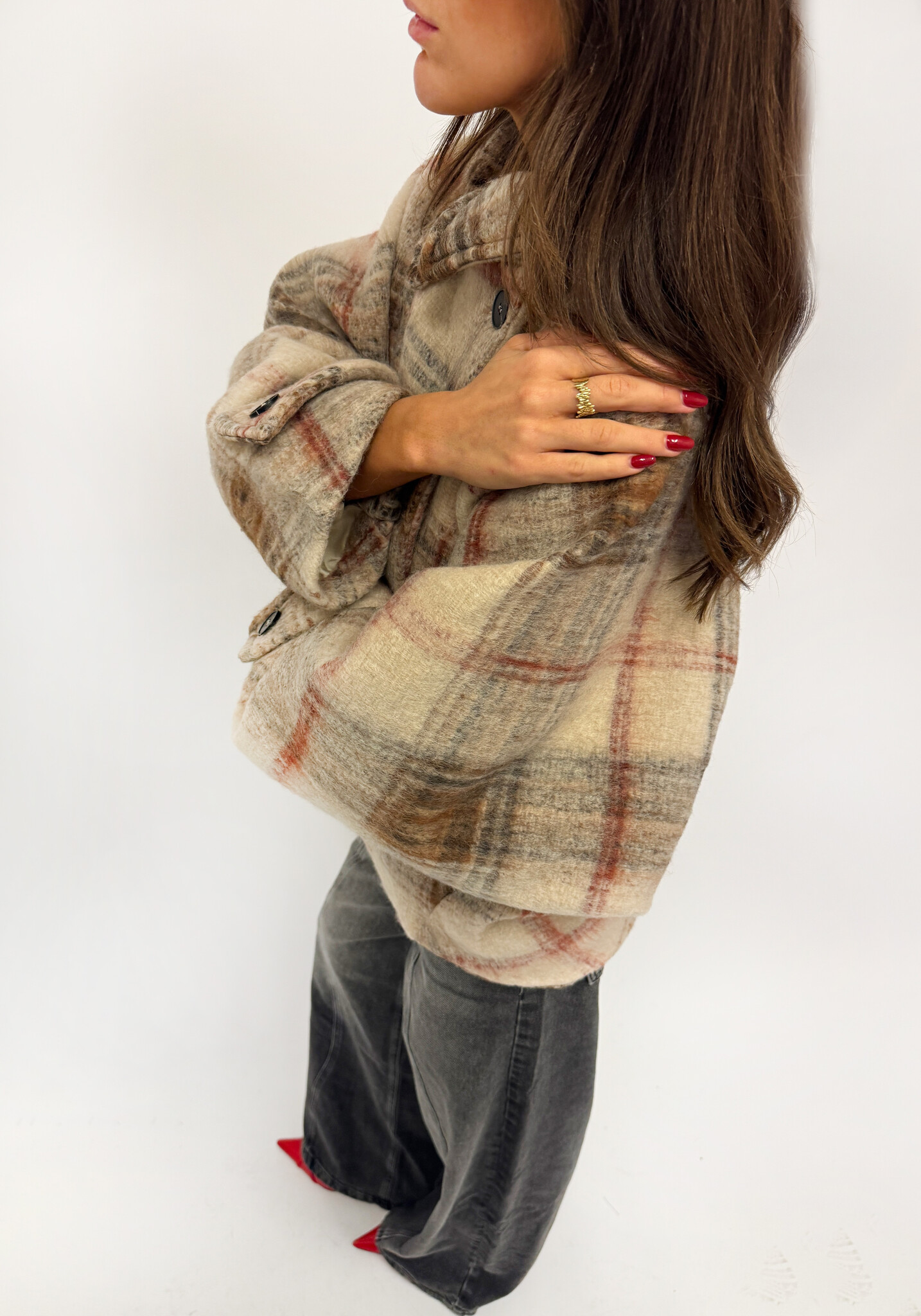 MM Jackie Jacket Checkered Beige Red