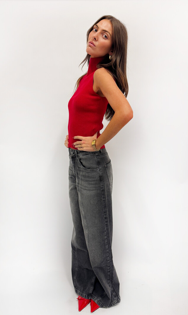 MM Olivia Turtle Neck Top Red