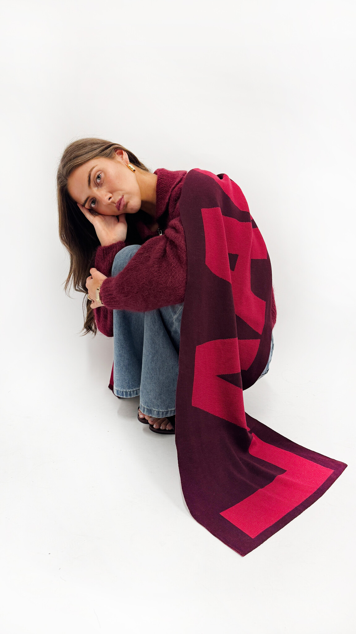 MM Livy Mohair Pull Zipper Burgundy