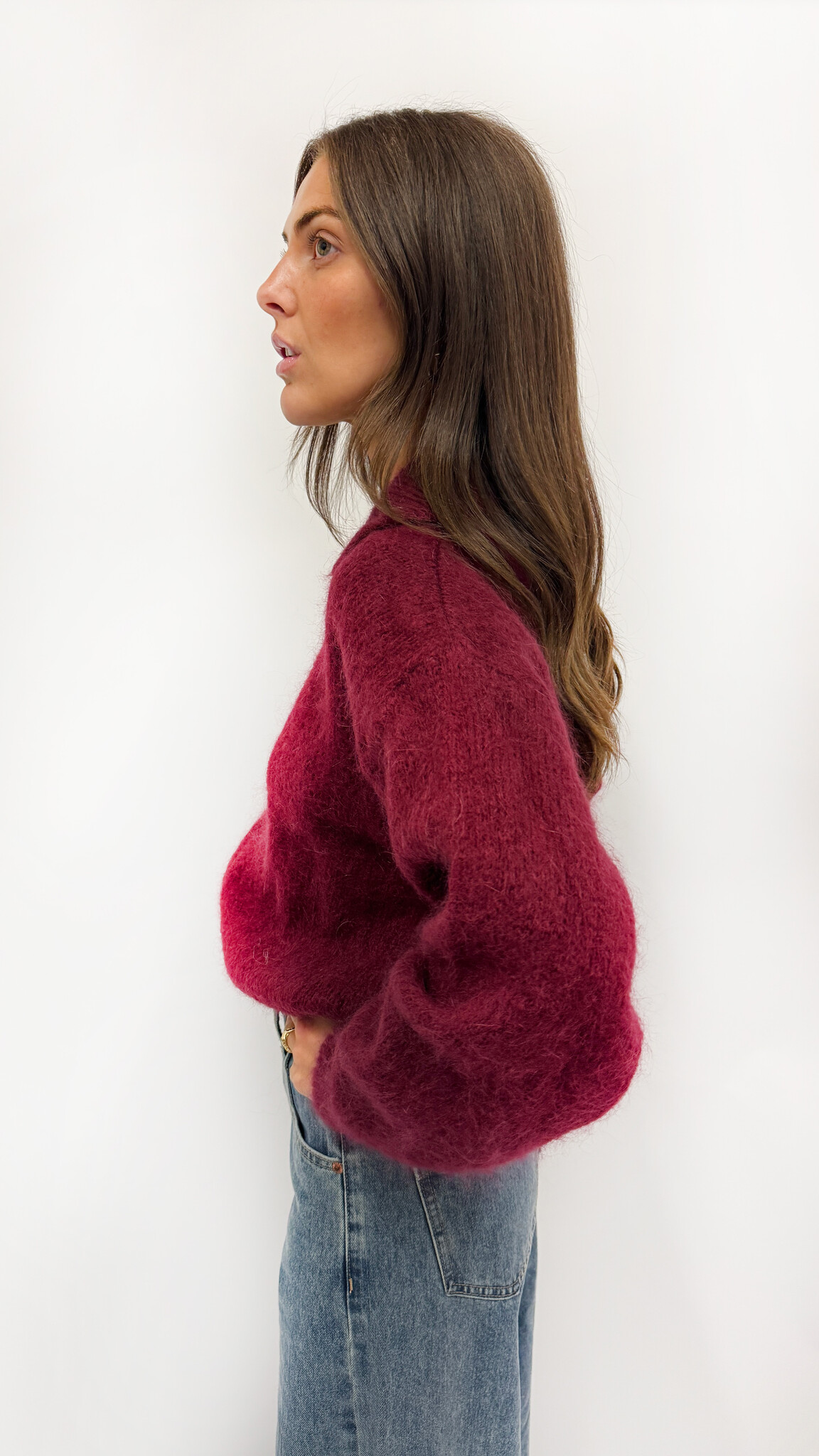 MM Livy Mohair Pull Zipper Burgundy