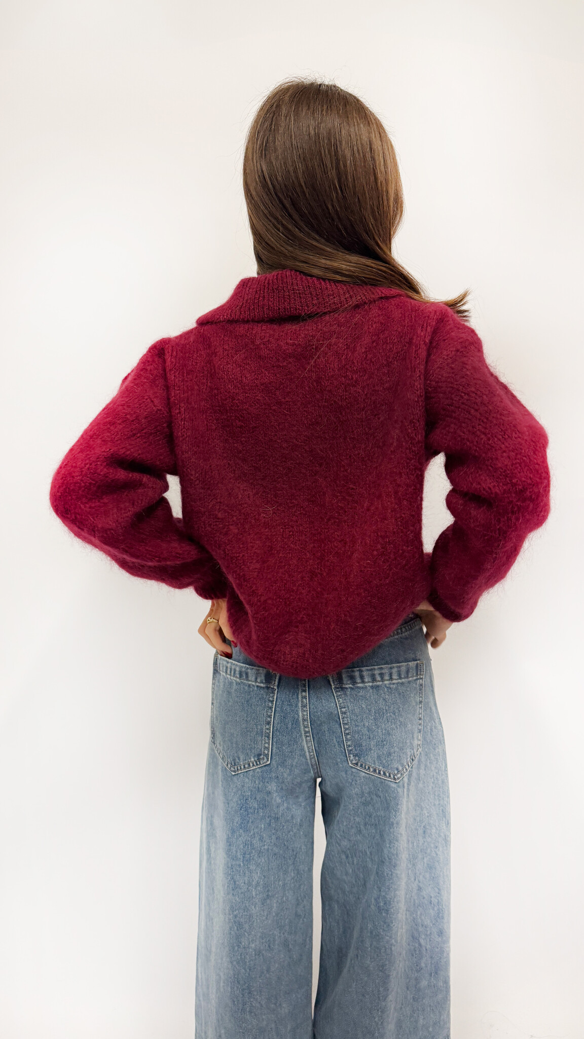 MM Livy Mohair Pull Zipper Burgundy