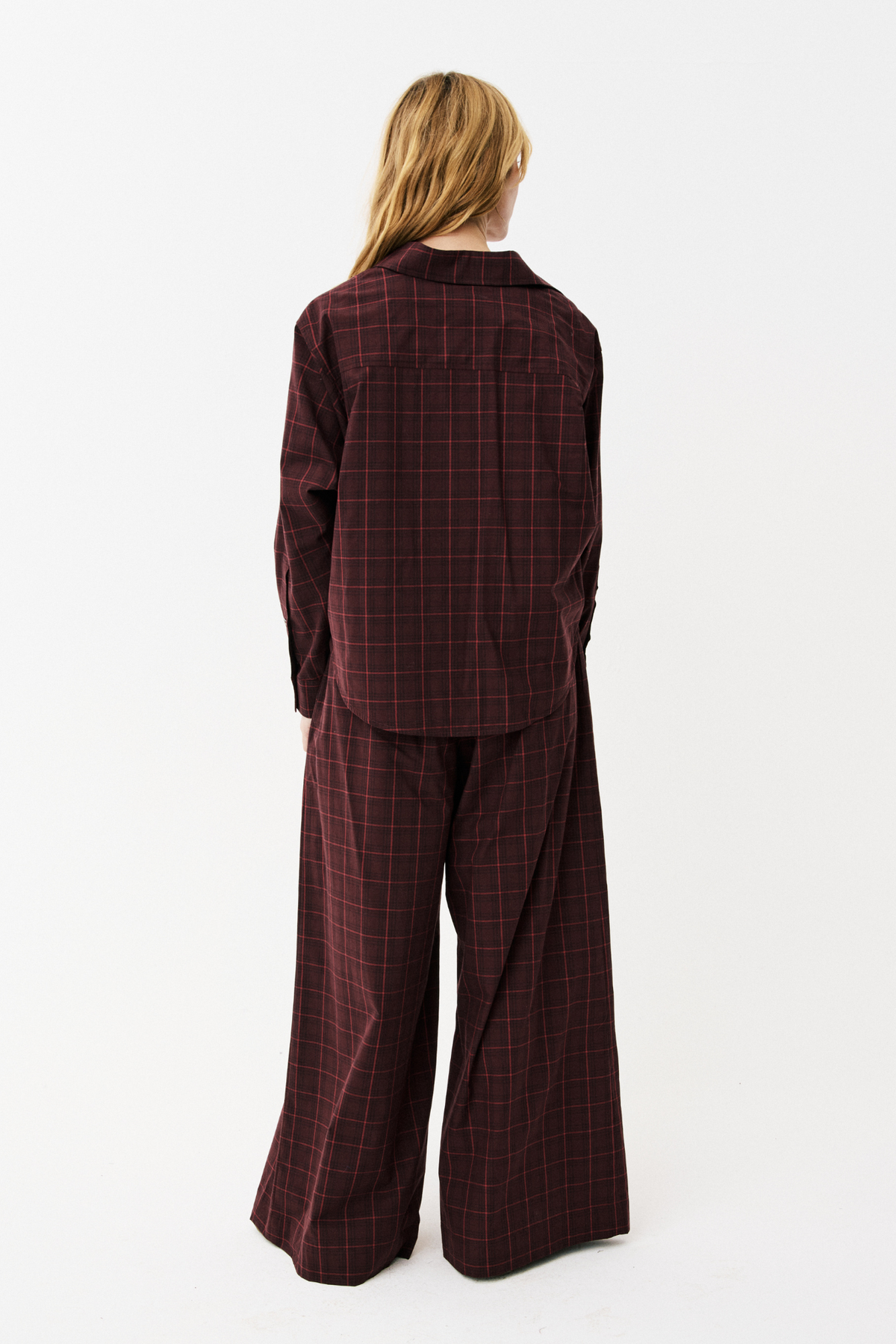 MAISON ANANA Chaimae Pants Burgundy Checks