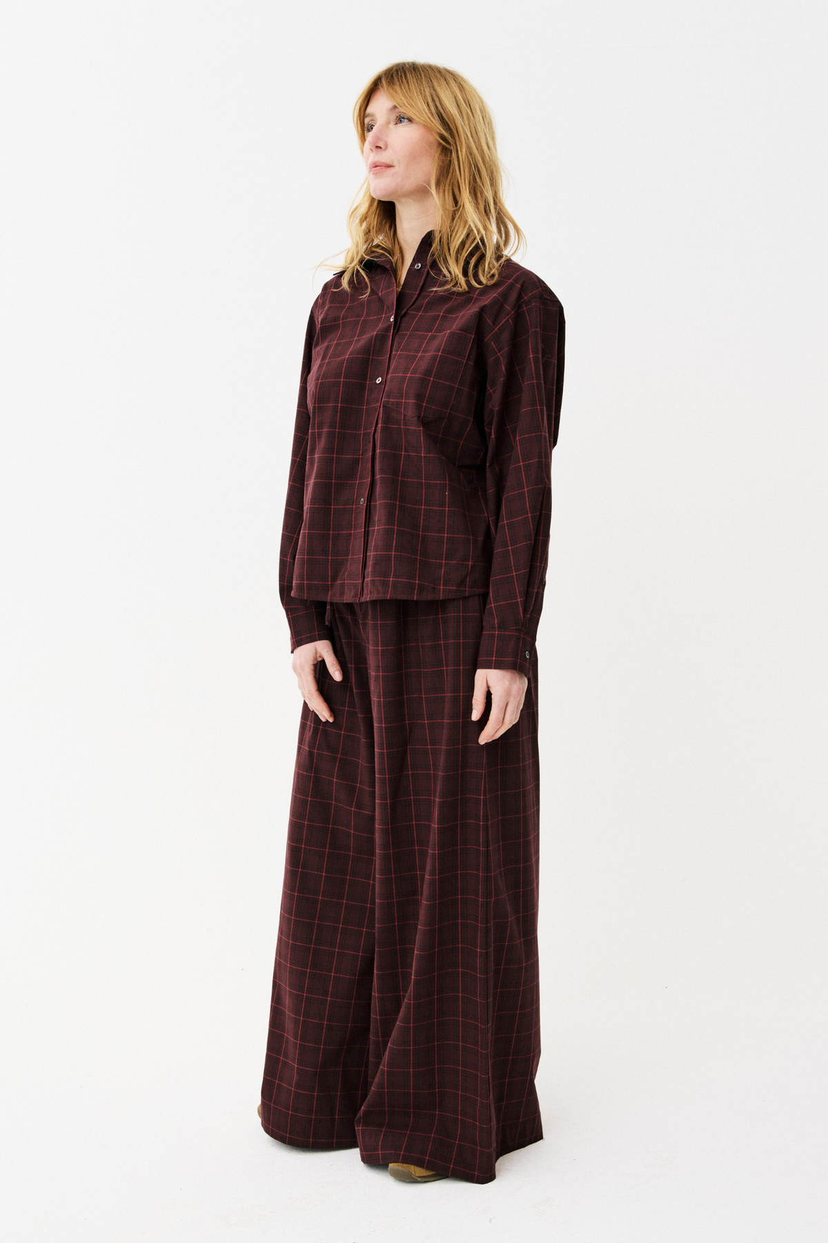MAISON ANANA Chaimae Blouse Burgundy Checks