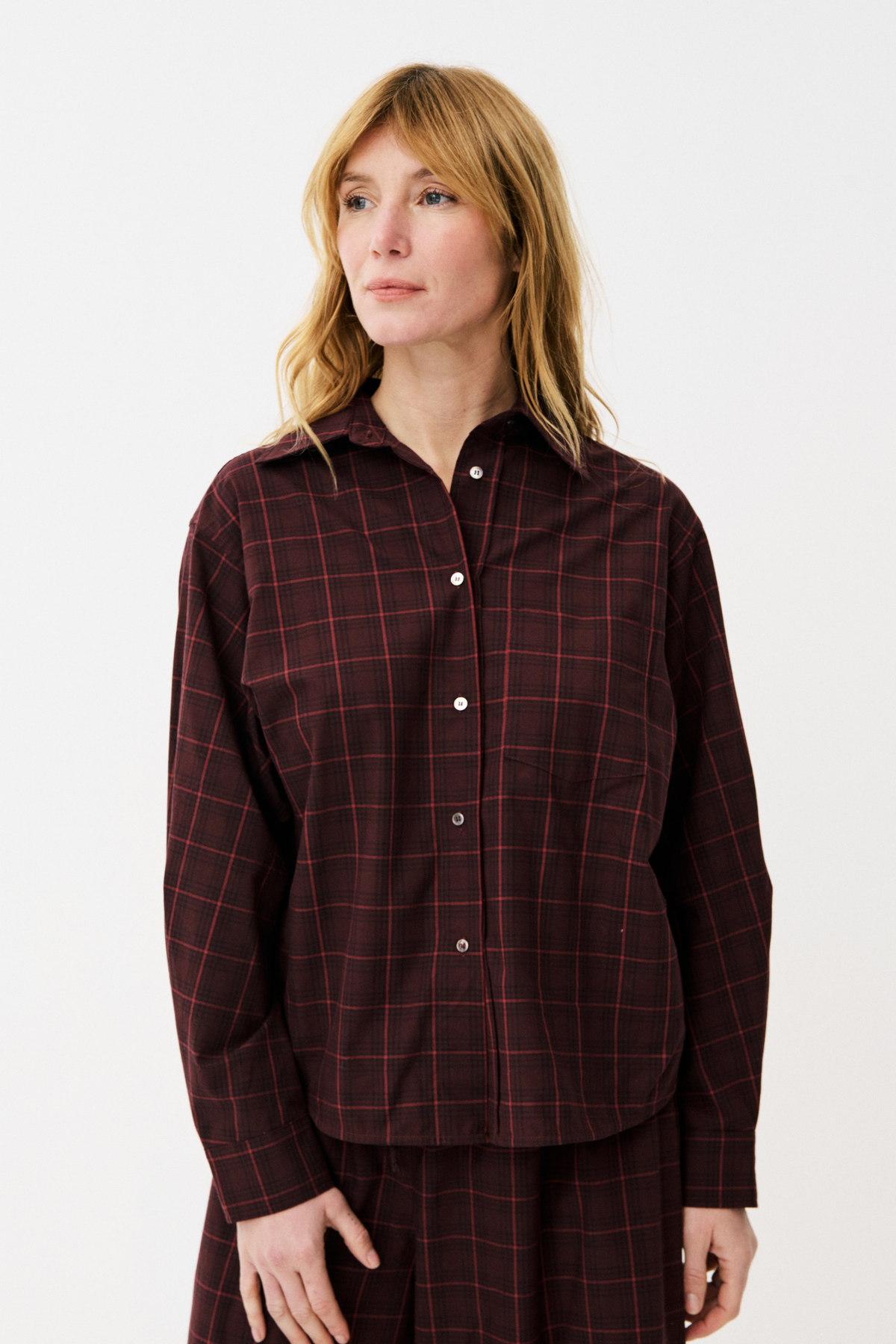 MAISON ANANA Chaimae Blouse Burgundy Checks
