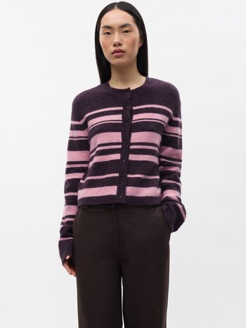 ENVII Enada LS Cardigan Plum Stripes