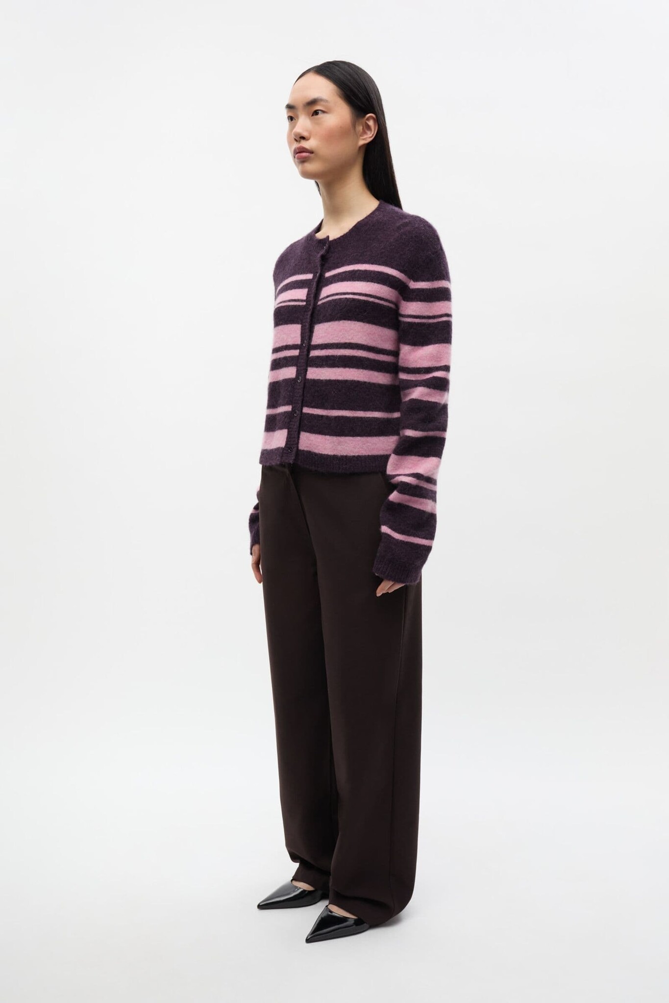 ENVII Enada LS Cardigan Plum Stripes