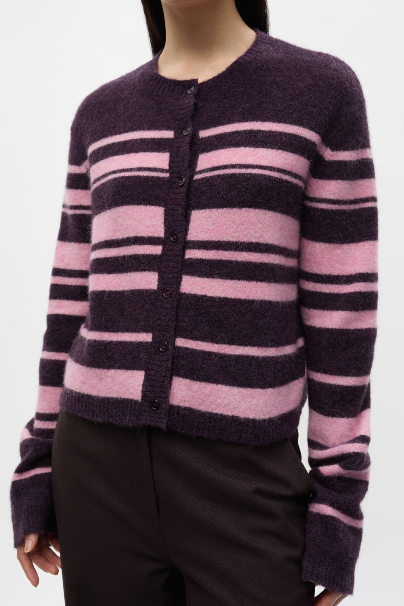 ENVII Enada LS Cardigan Plum Stripes