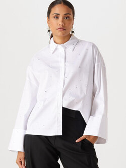 CO'COUTURE LeniCC Wide Cuff Stone Shirt White