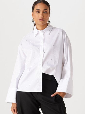 CO'COUTURE LeniCC Wide Cuff Stone Shirt White