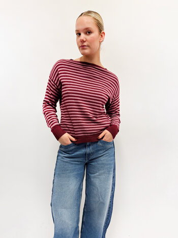 MM Copy of Julie Pull Navy Grey Stripes TU