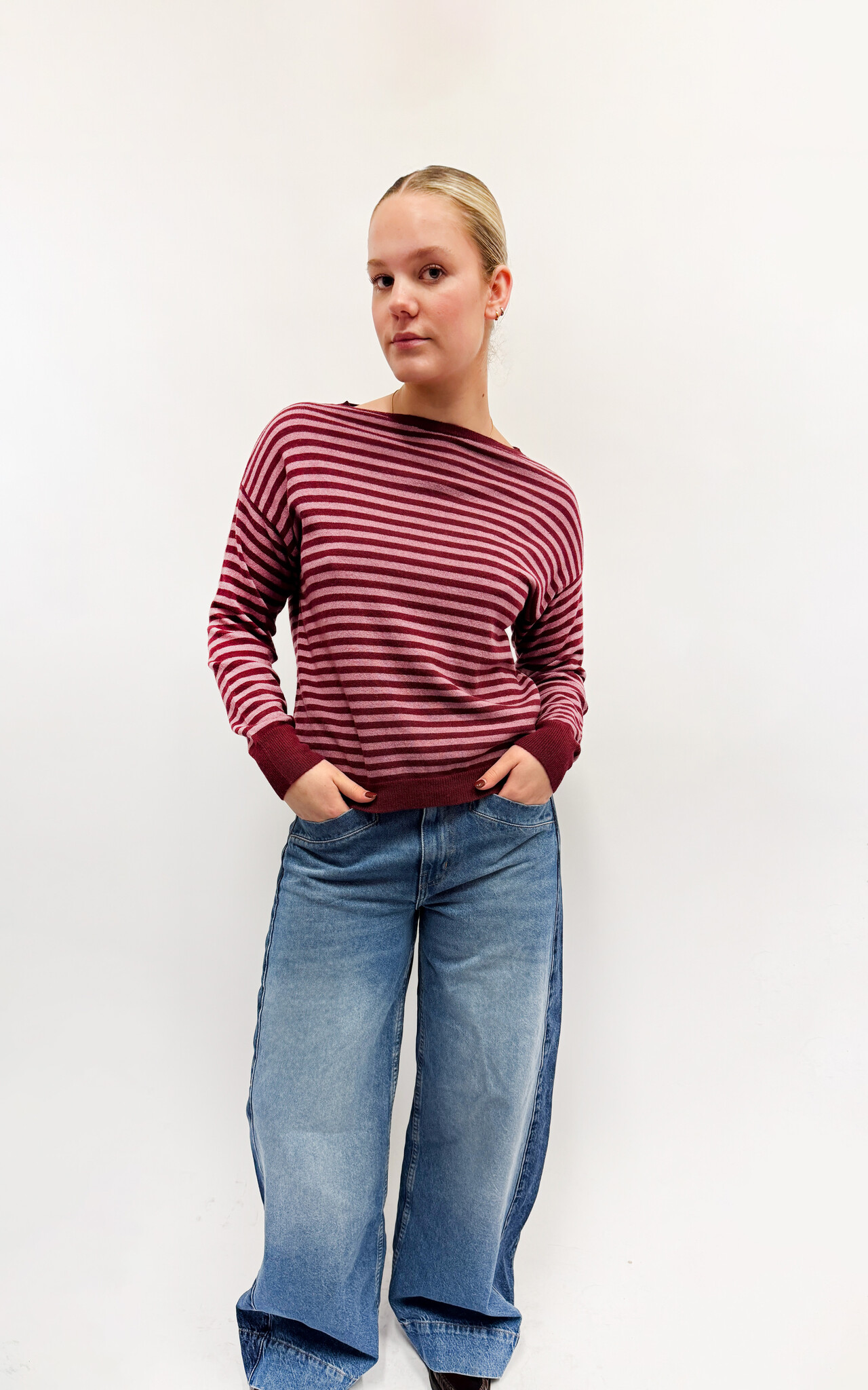 MM Julie Pull Pink Burgundy Stripes TU