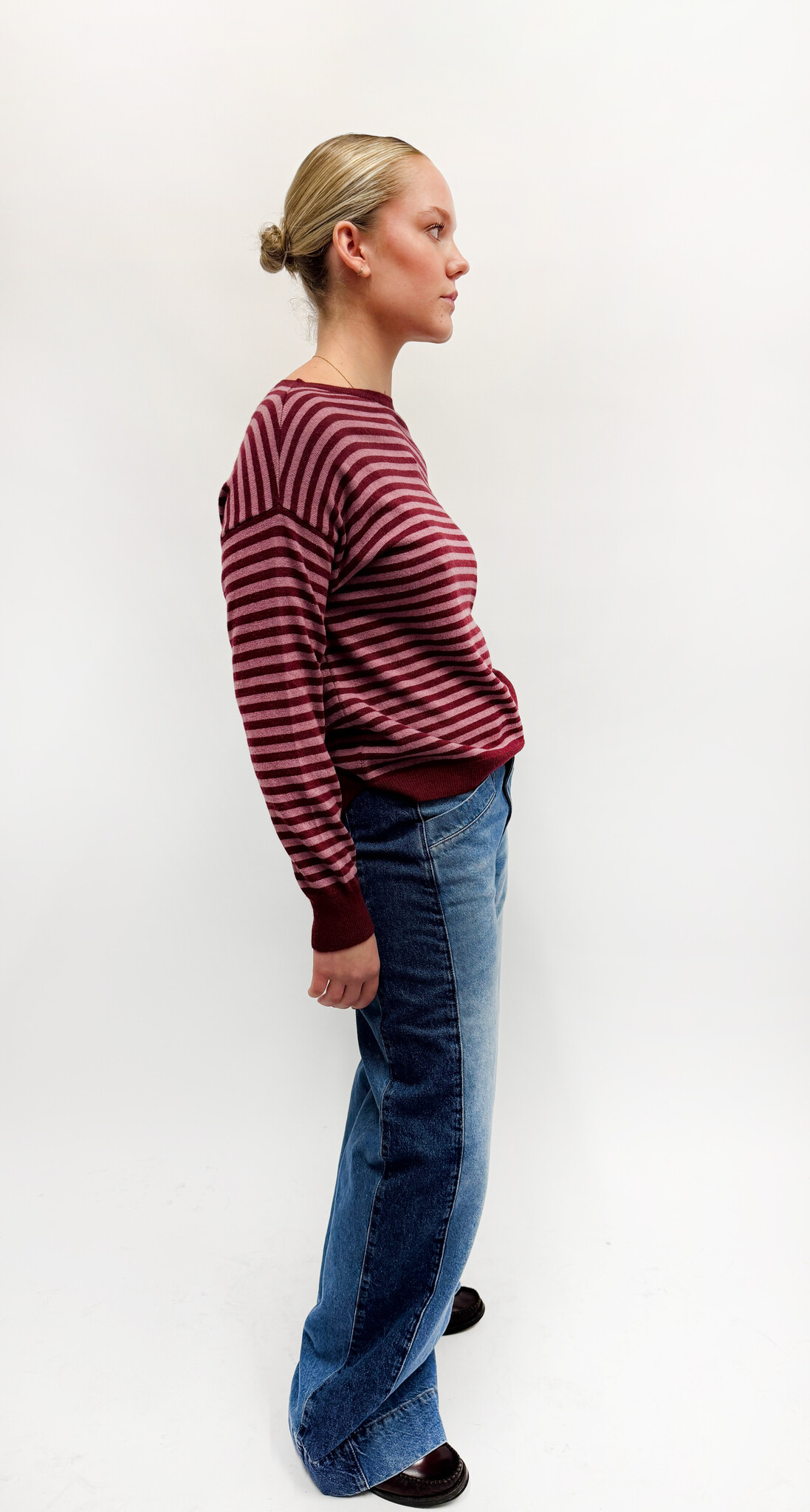 MM Julie Pull Pink Burgundy Stripes TU