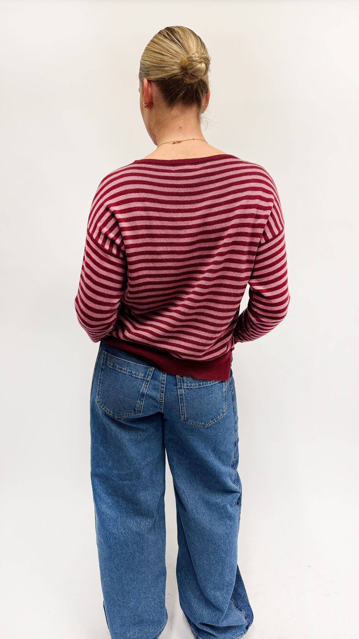 MM Julie Pull Pink Burgundy Stripes TU