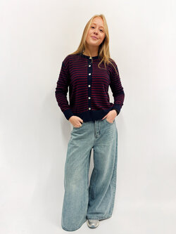 MM Copy of Juliette Cardigan Navy Grey Stripes TU