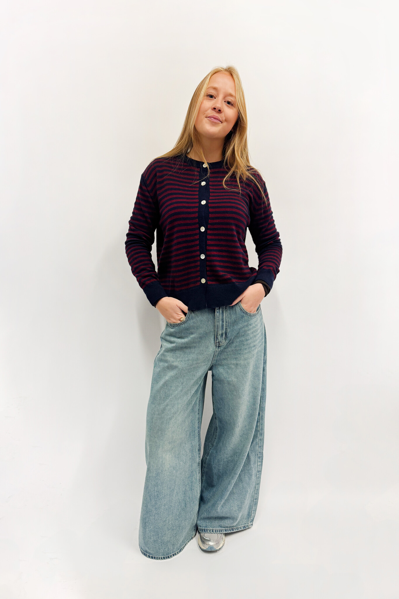 MM Juliette Cardigan Navy Red Stripes TU