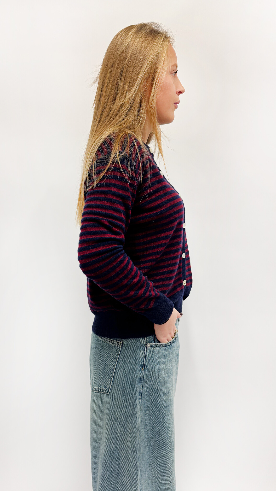 MM Juliette Cardigan Navy Red Stripes TU