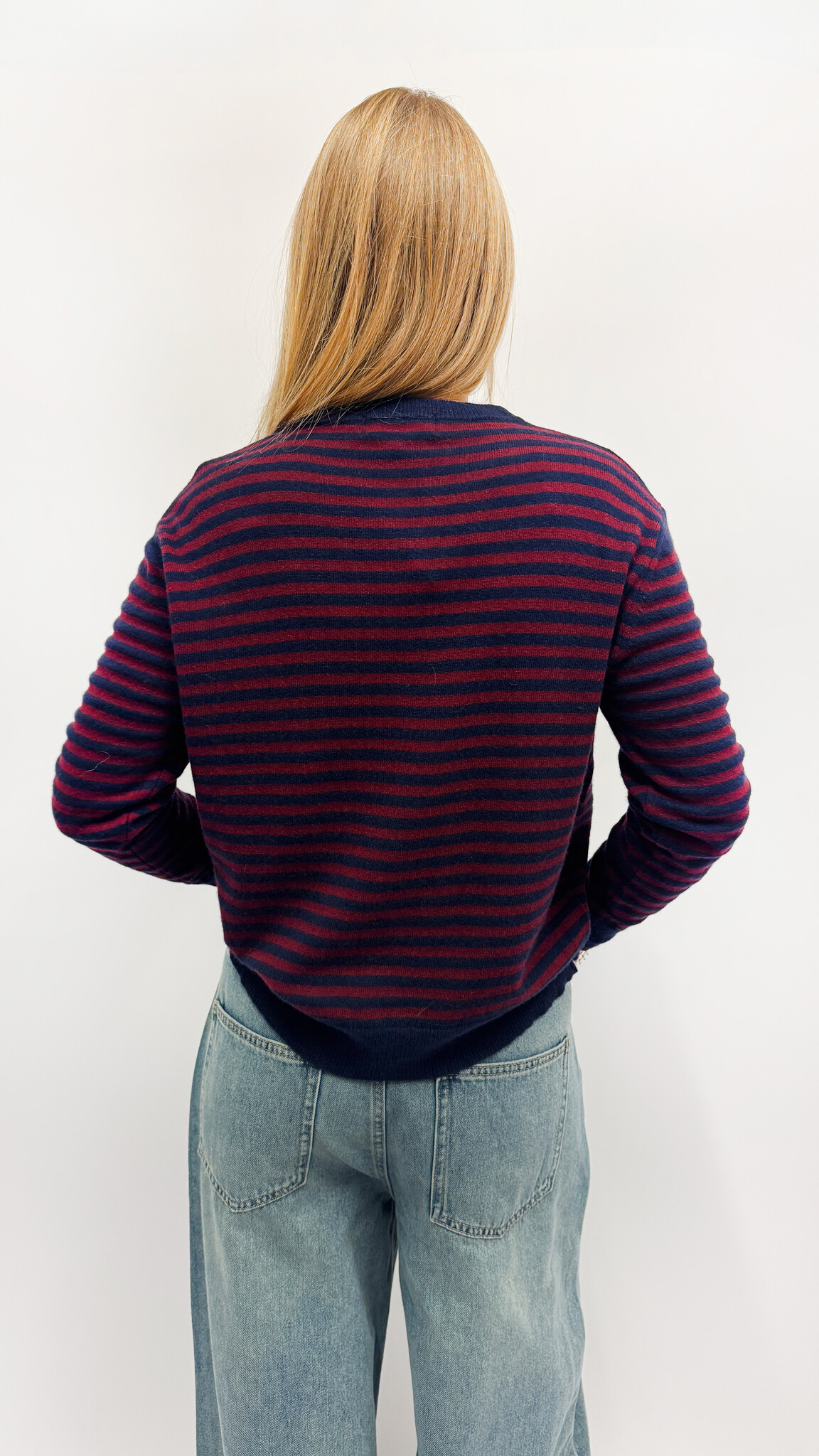 MM Juliette Cardigan Navy Red Stripes TU