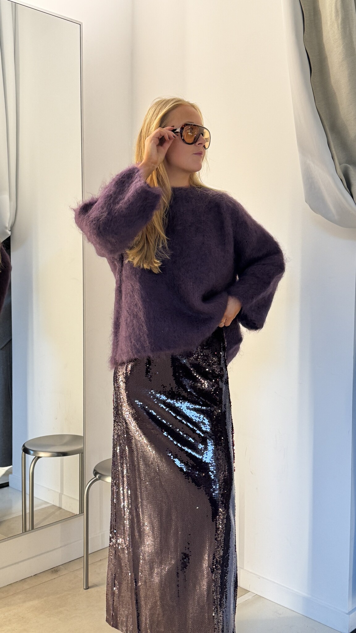 HARPER & YVE Leny Skirt Burgundy Glitter