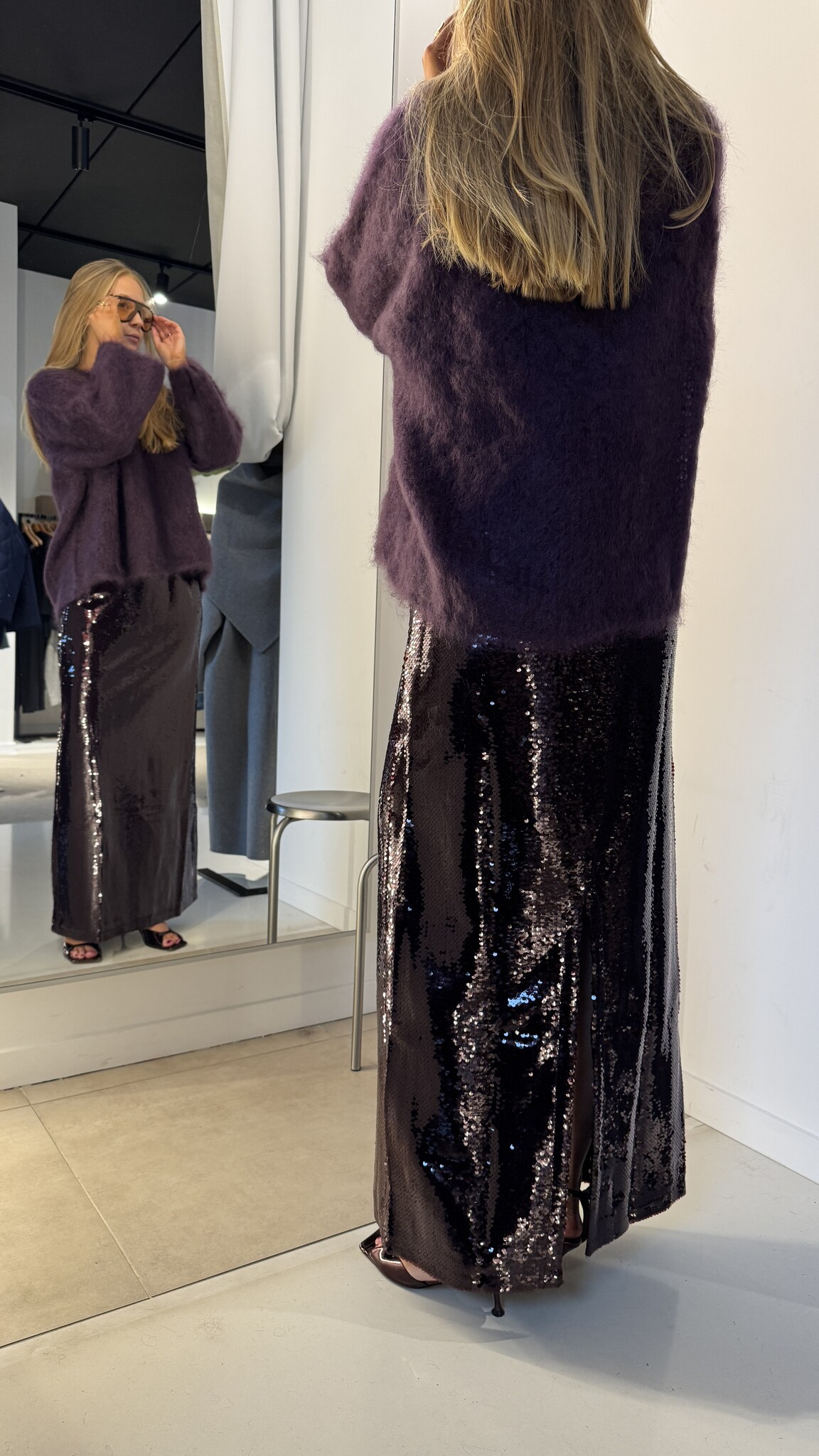 HARPER & YVE Leny Skirt Burgundy Glitter