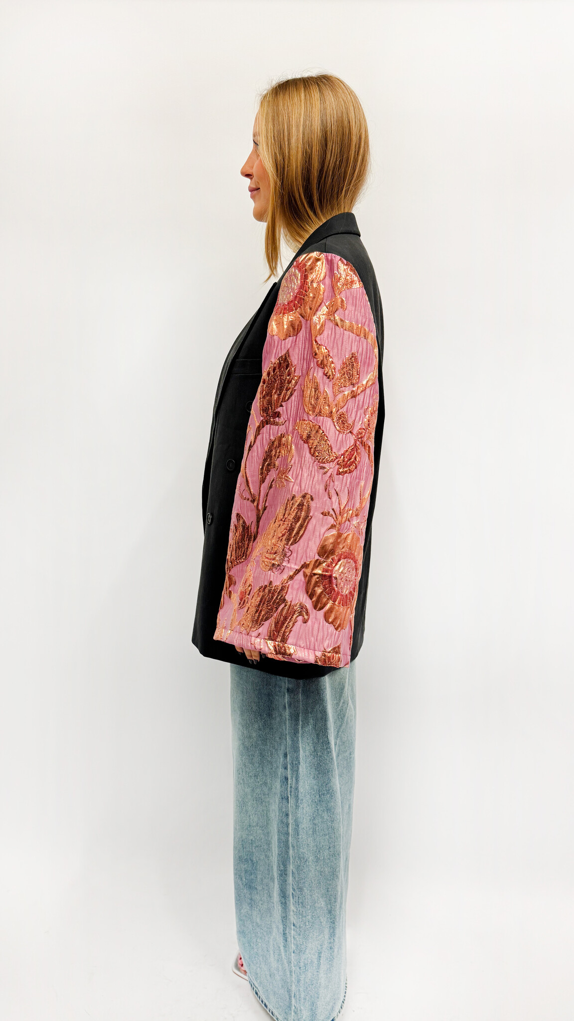 REBELLE Kimono Blazer Navy Pink S/M