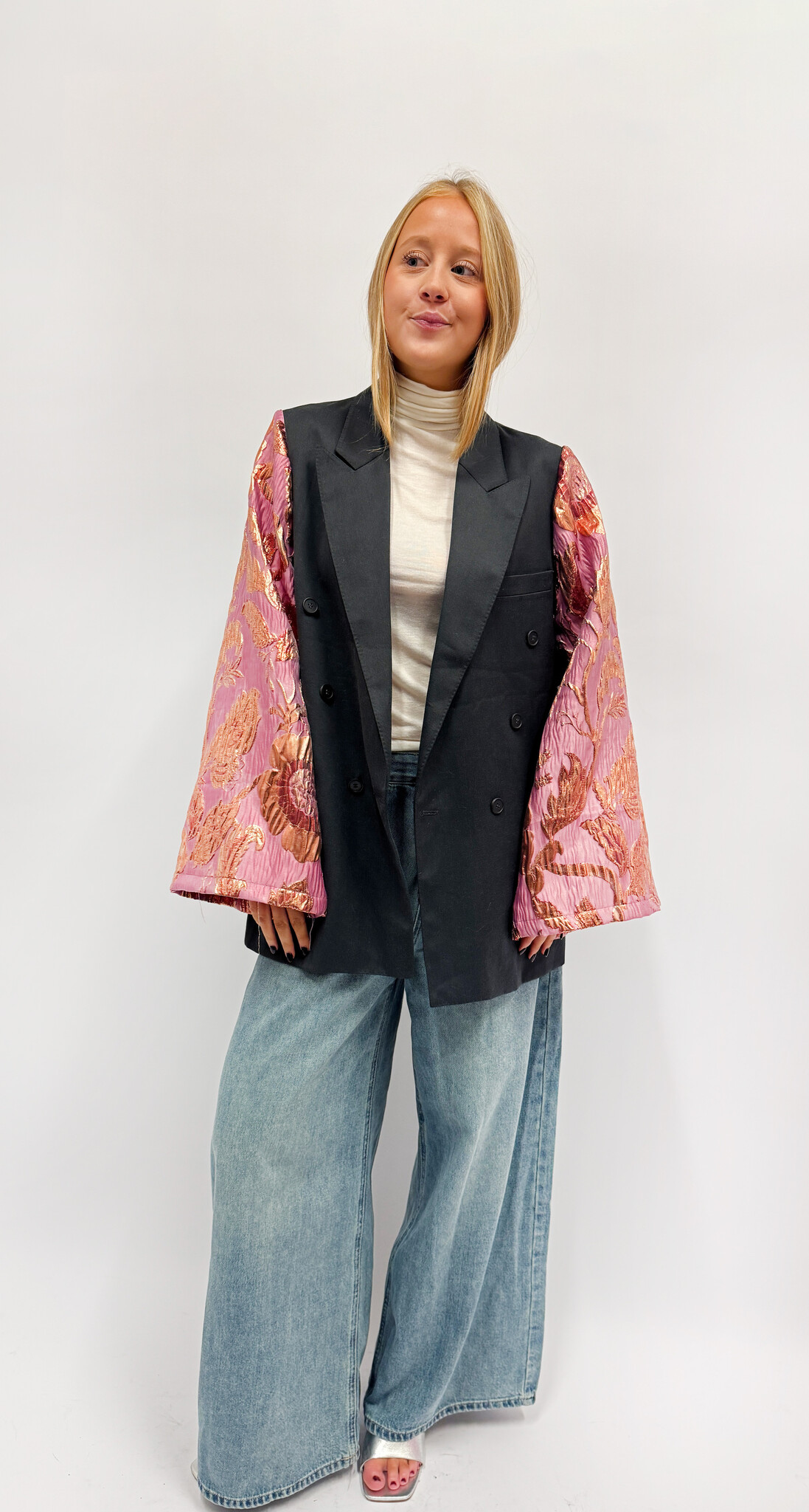 REBELLE Kimono Blazer Navy Pink S/M