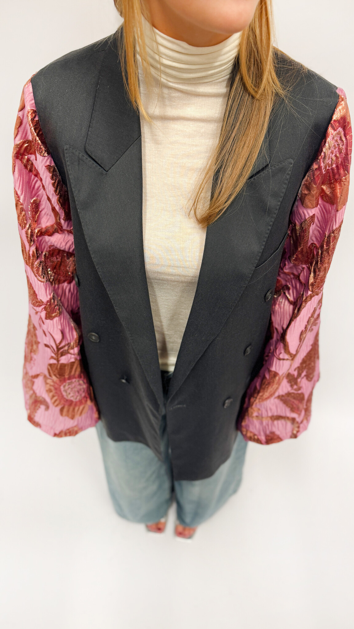 REBELLE Kimono Blazer Navy Pink S/M