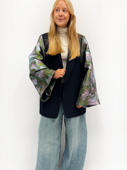 REBELLE Kimono Blazer Navy Green M/L