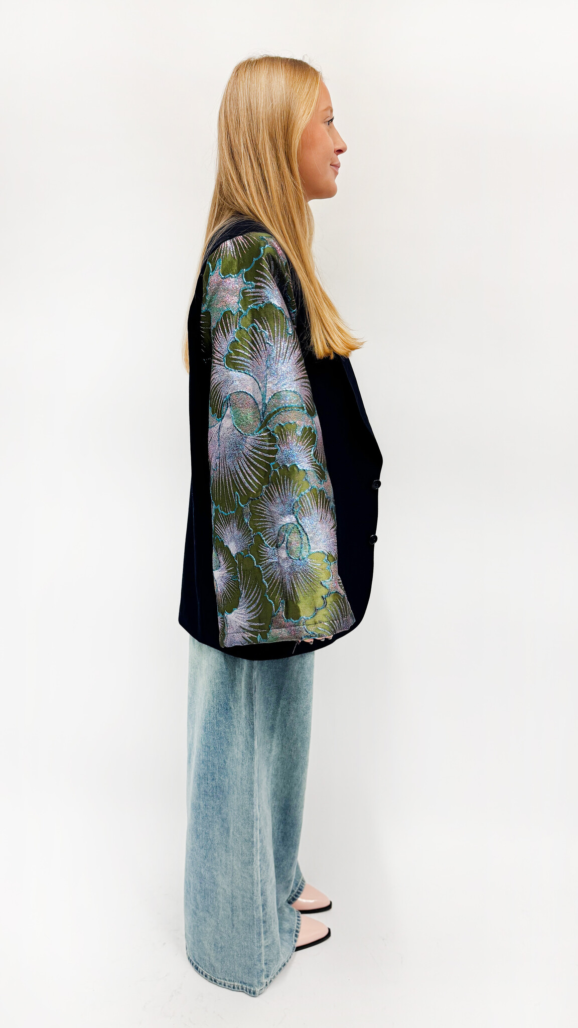 REBELLE Kimono Blazer Navy Green M/L