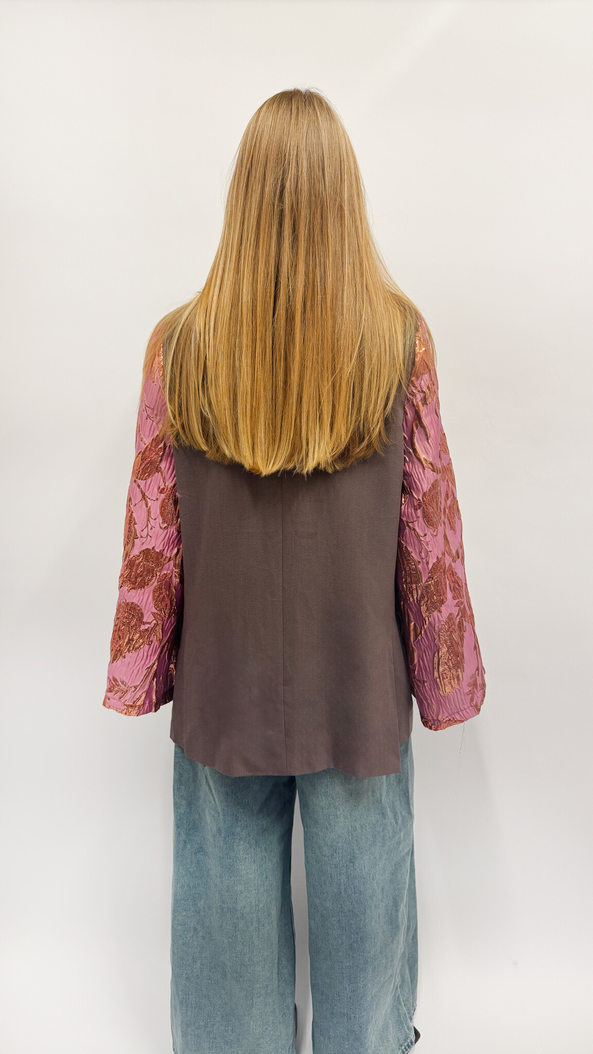 REBELLE Kimono Blazer Taupe Pink M/L