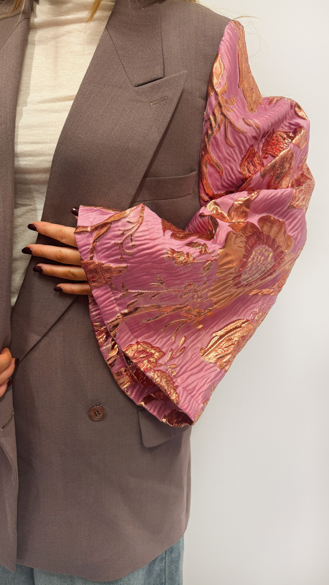 REBELLE Kimono Blazer Taupe Pink M/L